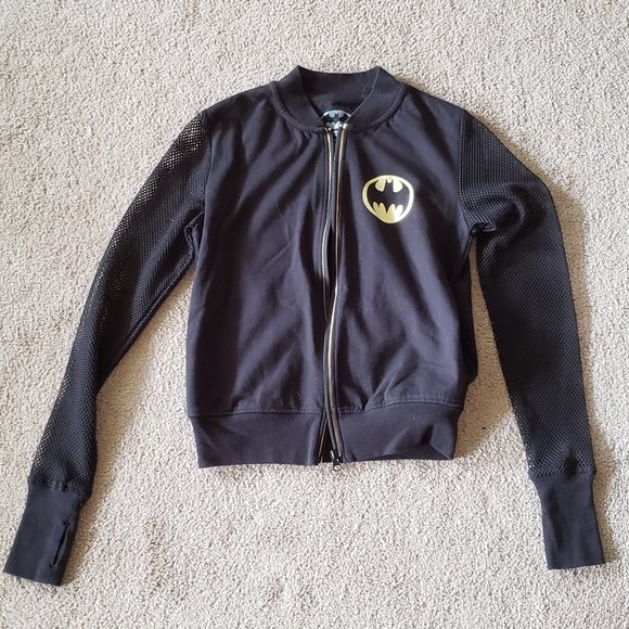 Batman "I Am The Knight" mesh sleeve bomber jacket by DC Comics - Picture 1 of 7